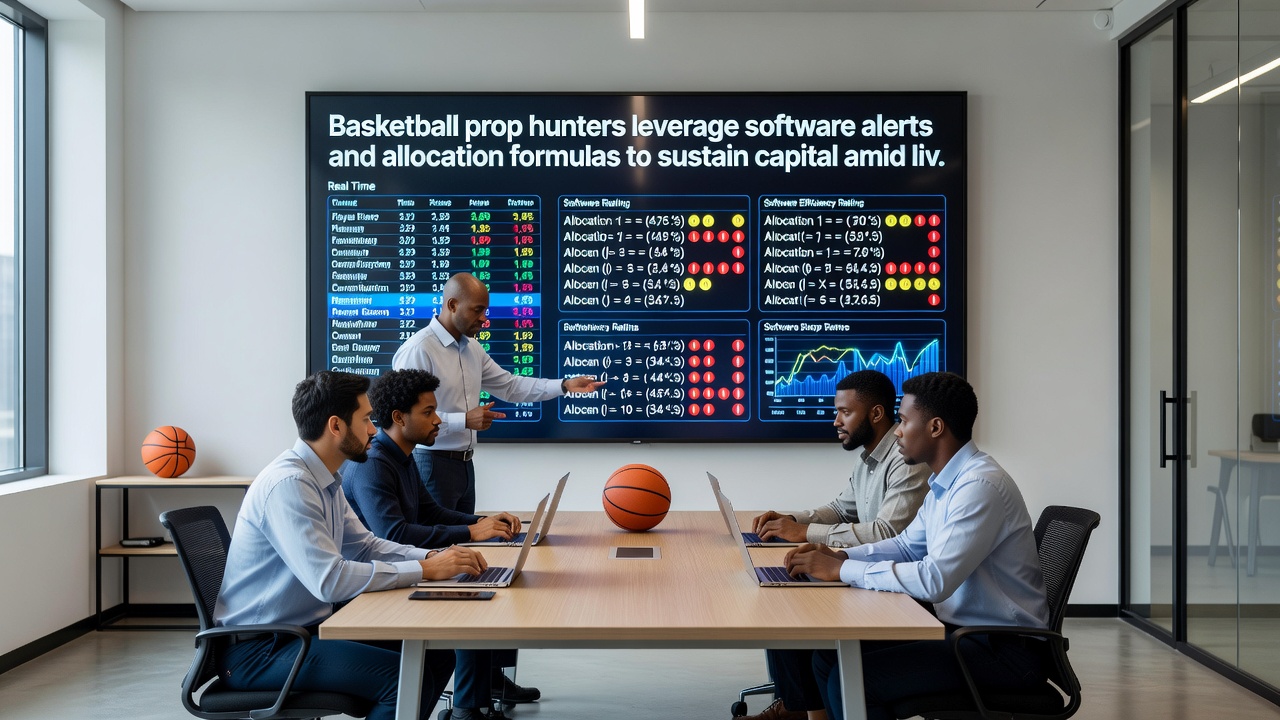 Live basketball game interface showing prop bet adjustments and capital allocation updates