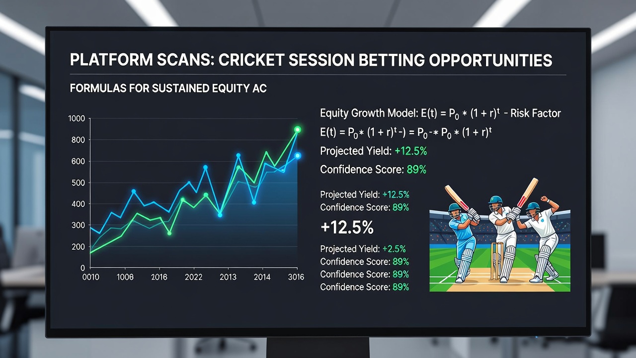 Graph illustrating equity preservation across multiple cricket sessions using calculated stake sizes